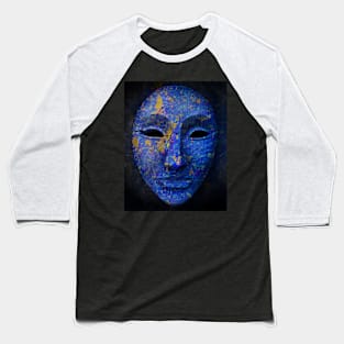 Blue Tribal Mask Baseball T-Shirt